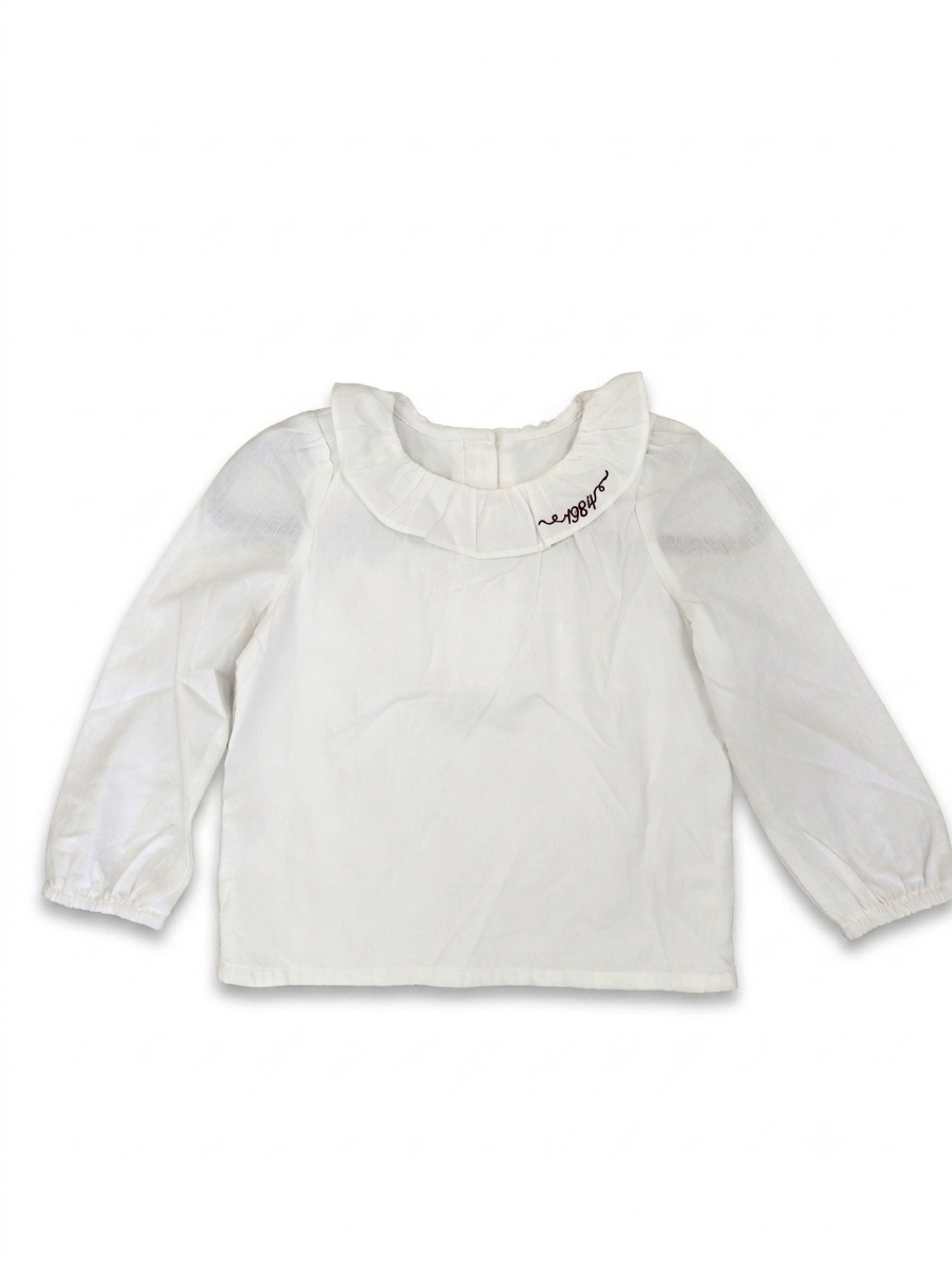 1984 Cream Ruffle Collar Blouse