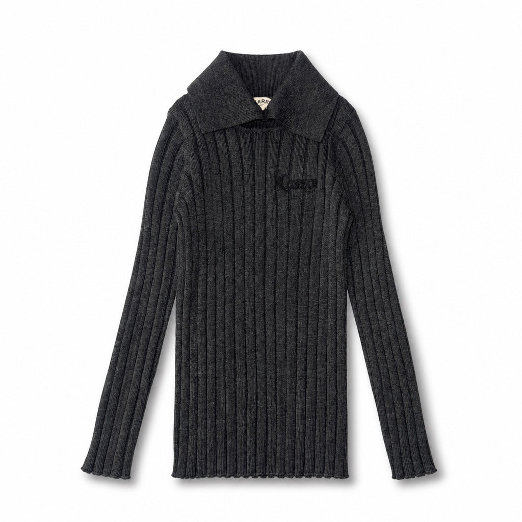 Arza Grey Ribbed Turtleneck Polo