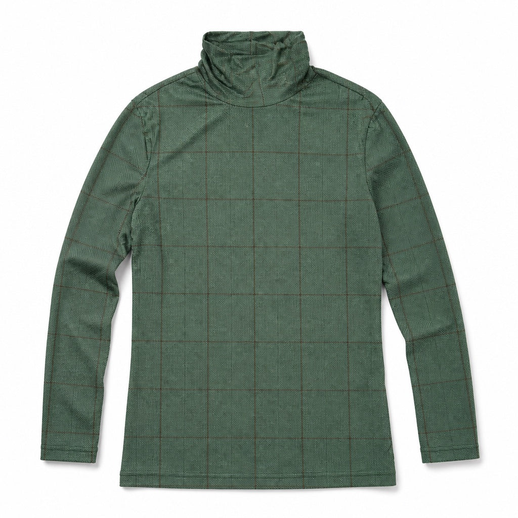 1984 Olive Plaid Printed Turtleneck
