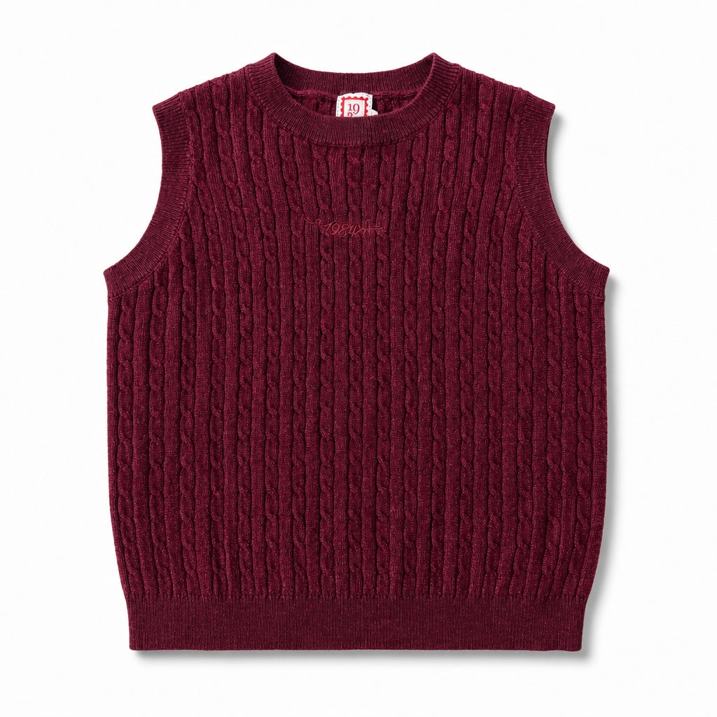 1984 Wine Cable Knit Vest