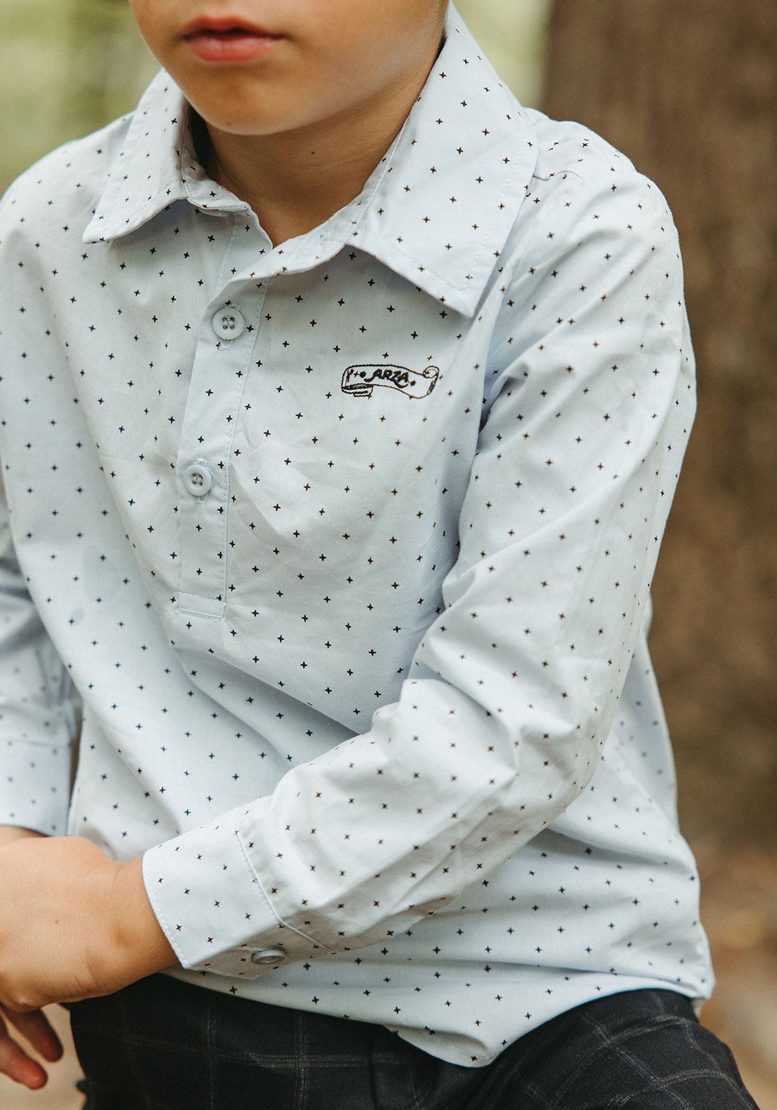 Arza Cream Star Half Placket Shirt