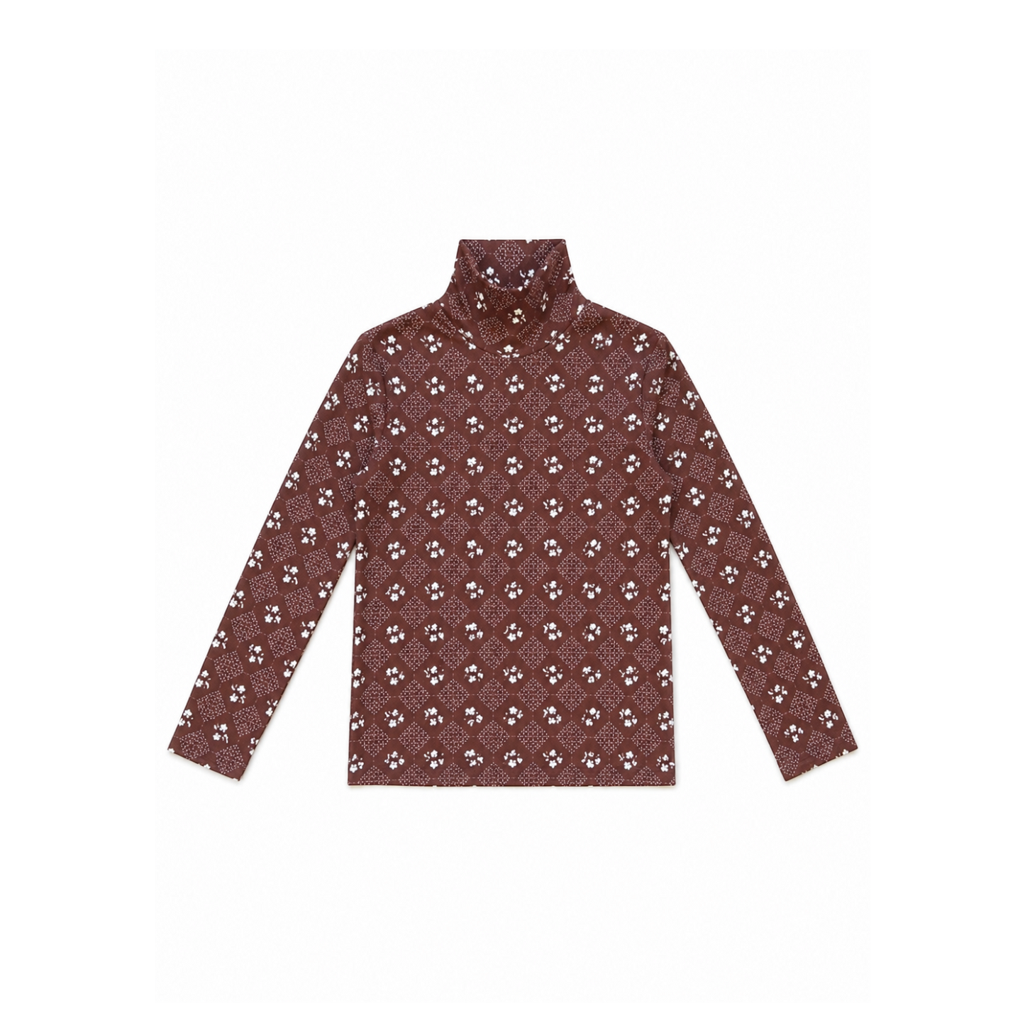 L by Ladida Brown Floral Trellis Turtleneck