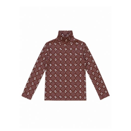 L by Ladida Brown Floral Trellis Turtleneck