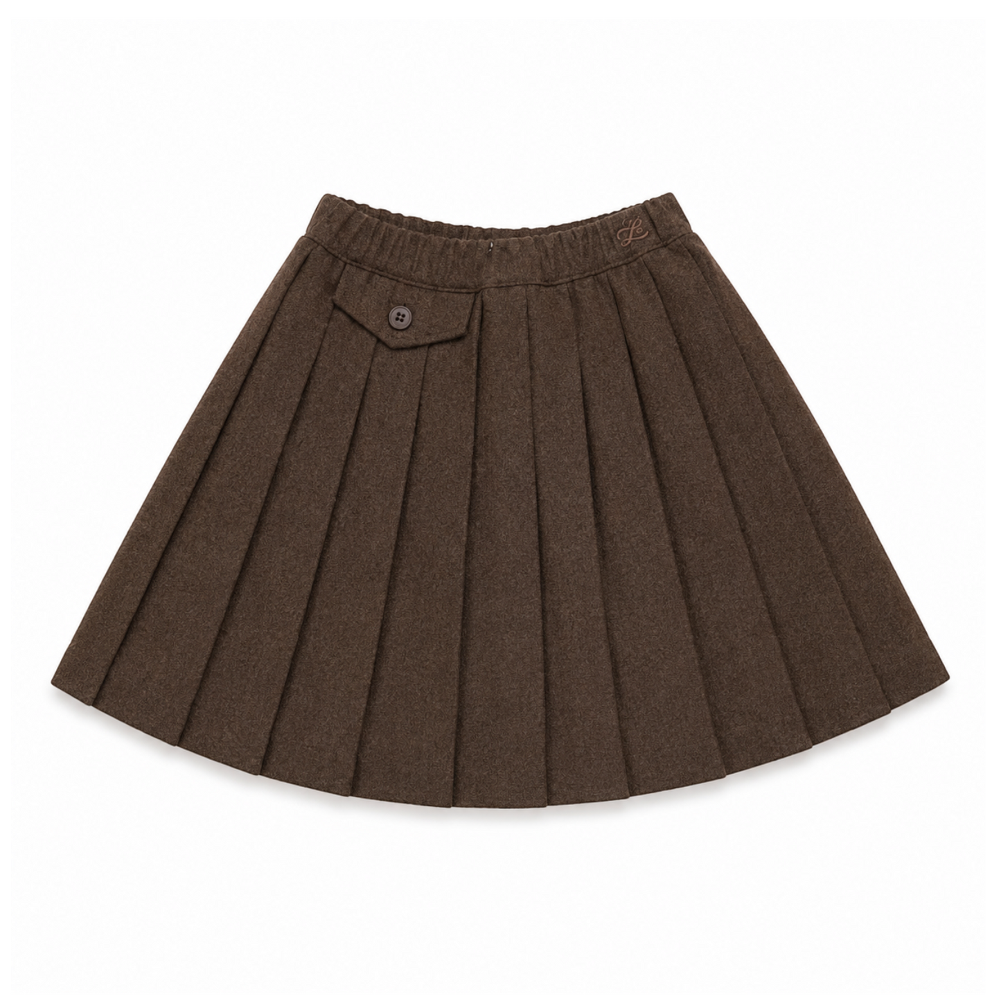 L by Ladida Brown Wool Pleated Skirt