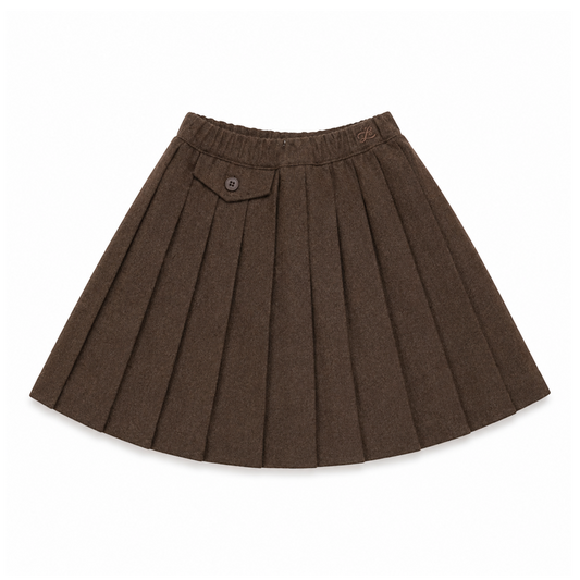 L by Ladida Brown Wool Pleated Skirt