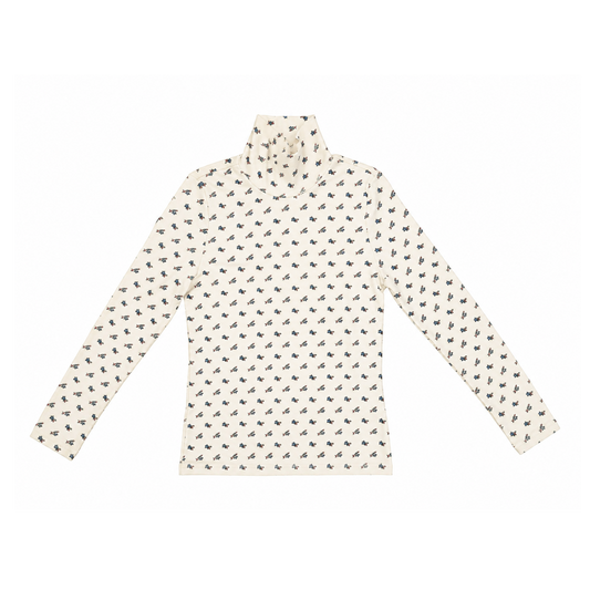 L by Ladida Blue Floral Turtleneck