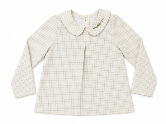 1984 Cream Check Round Collar Shirt