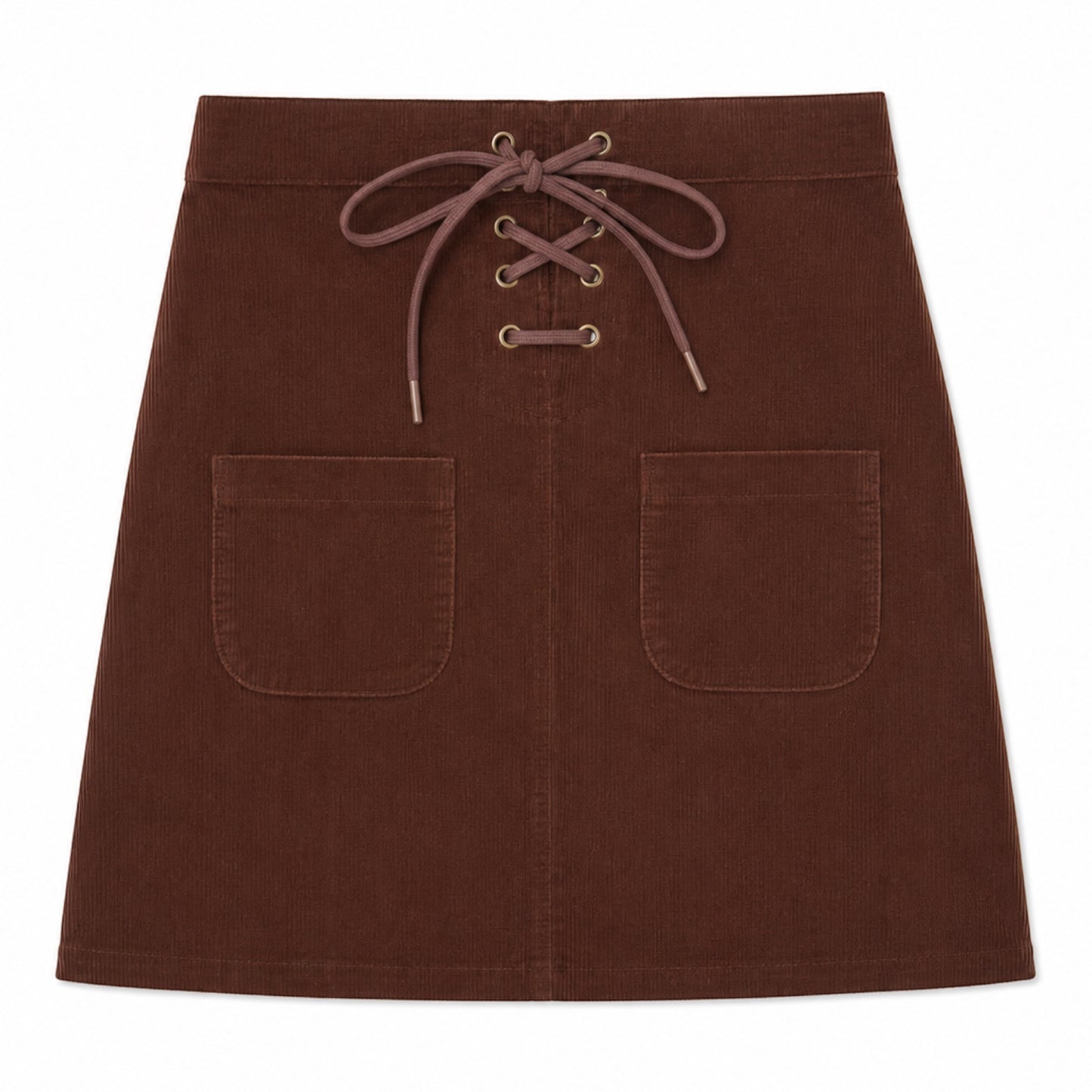 L by Ladida Brown Corduroy Lace Up Skirt