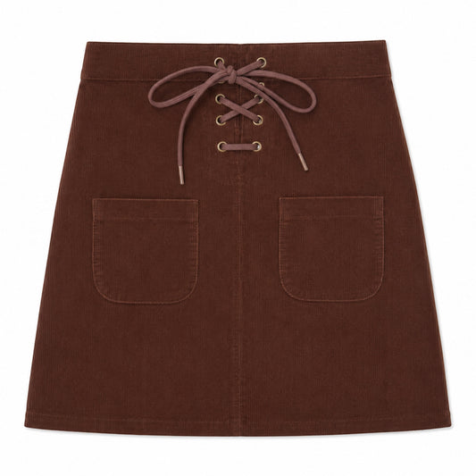 L by Ladida Brown Corduroy Lace Up Skirt