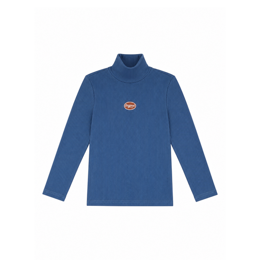 L by Ladida Blue Ribbed Turtleneck