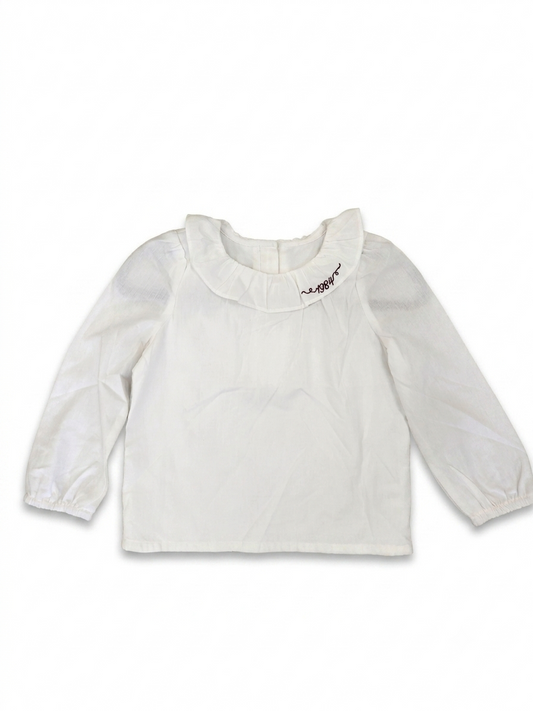 1984 Cream Ruffle Collar Blouse