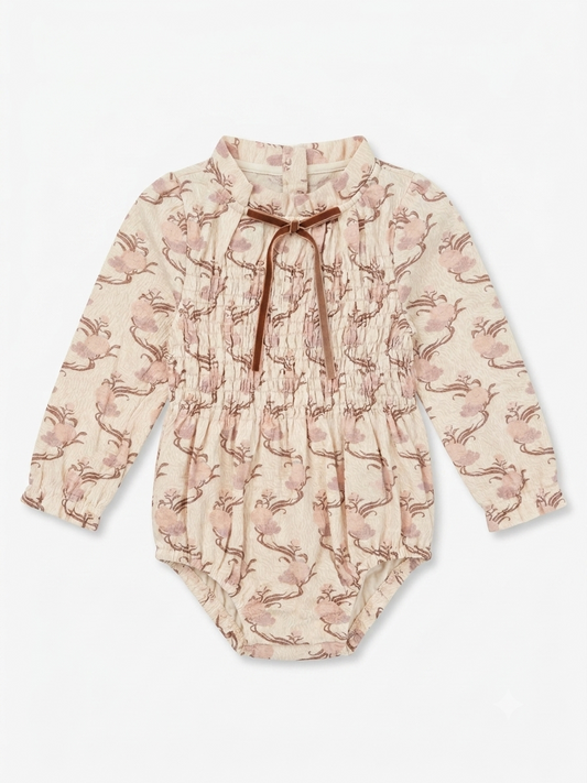 1984 Japanese Blossom Smocked Onesie