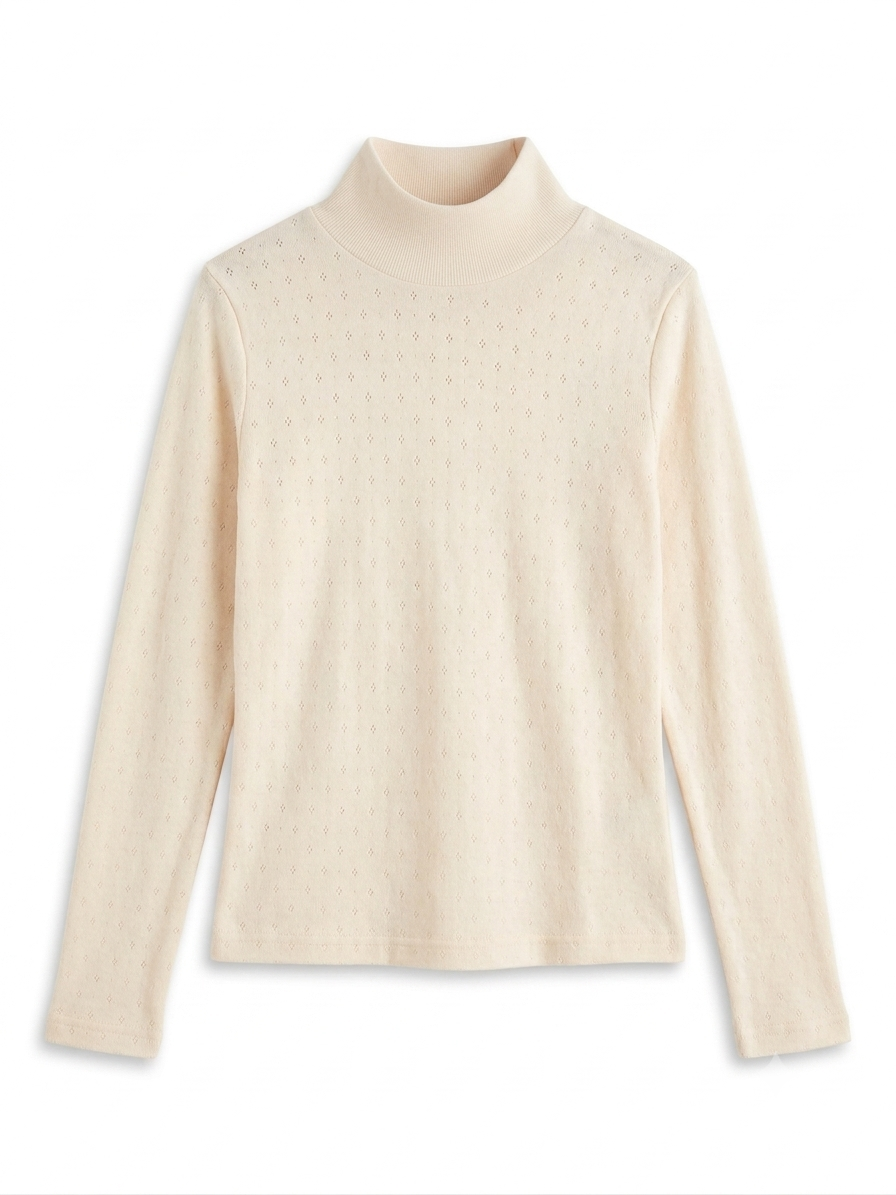 1984 Cream Pointelle Turtleneck