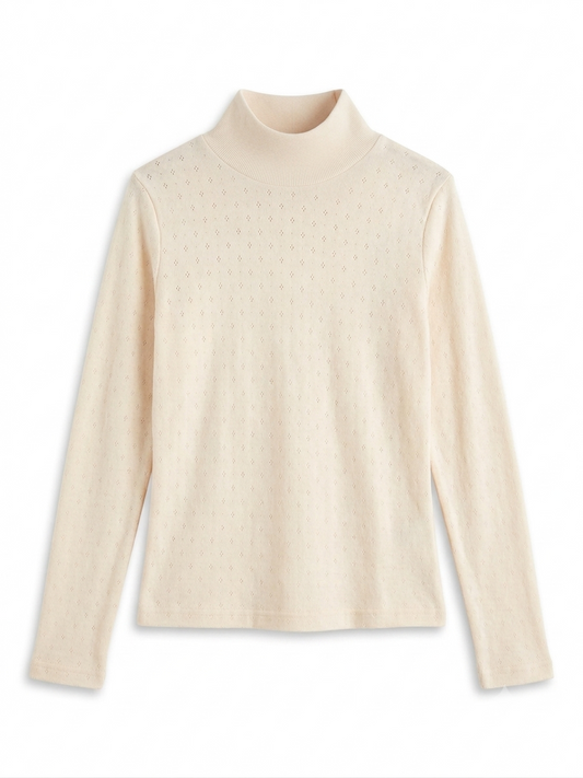 1984 Cream Pointelle Turtleneck