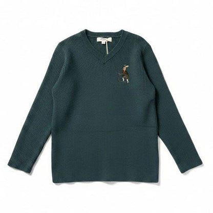 Arza Teal V Neck Sweater