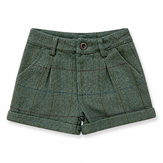 1984 Olive Plaid Wool Pleat Short