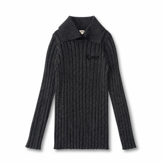 Arza Grey Ribbed Turtleneck Polo