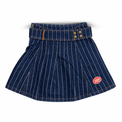1984 Striped Denim Pleated Skirt