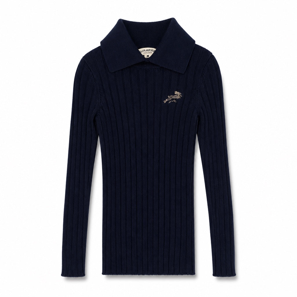 Arza Navy Ribbed Turtleneck Polo