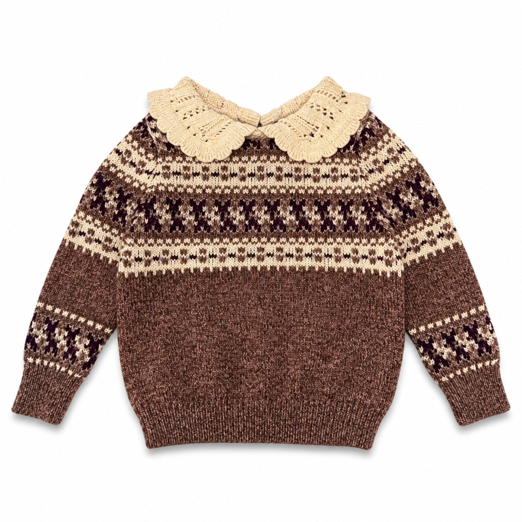 1984 Mauve Collared Fairisle Sweater