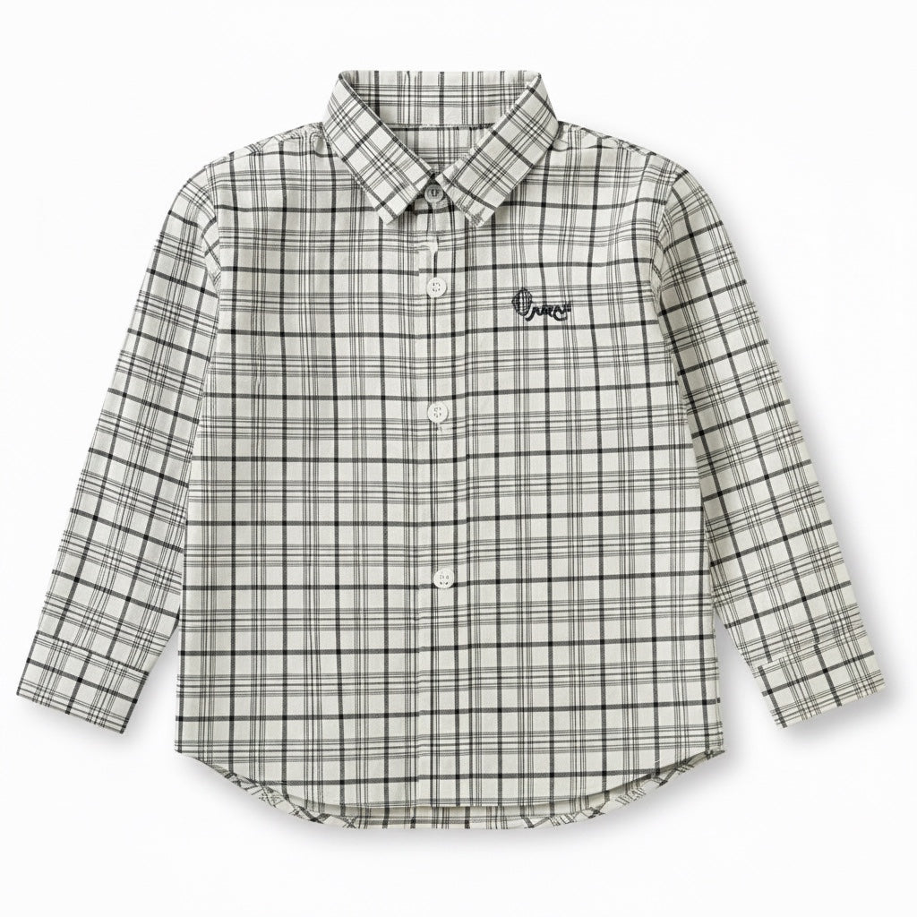 Arza Brown Plaid Half Placket Shirt