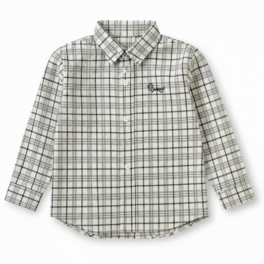 Arza Brown Plaid Half Placket Shirt