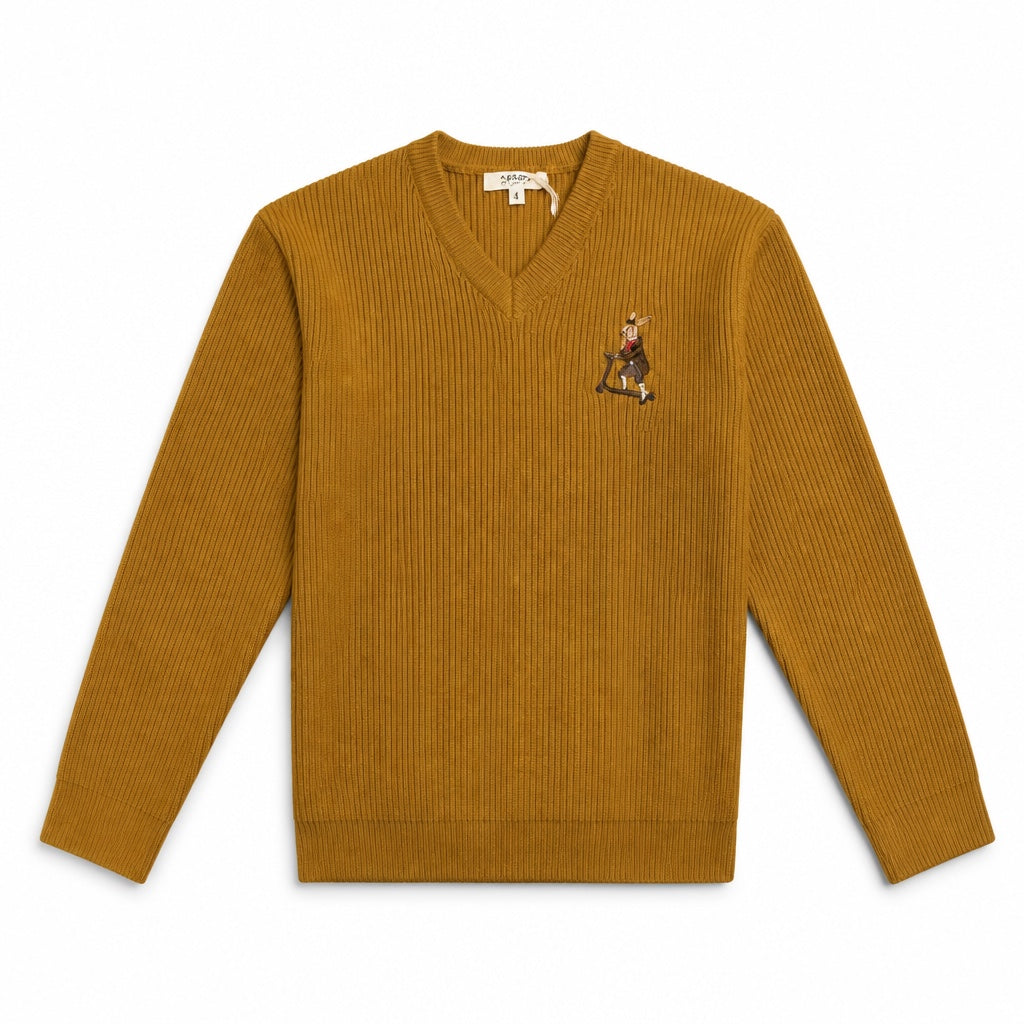 Arza Mustard V Neck Sweater