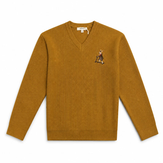 Arza Mustard V Neck Sweater
