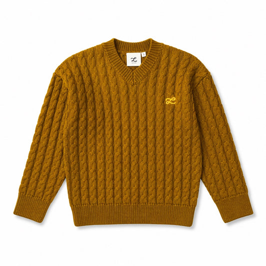 L by Ladida Mustard Cable Knit Sweater