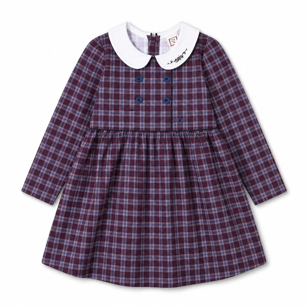 1984 Wine Plaid Wool Dress