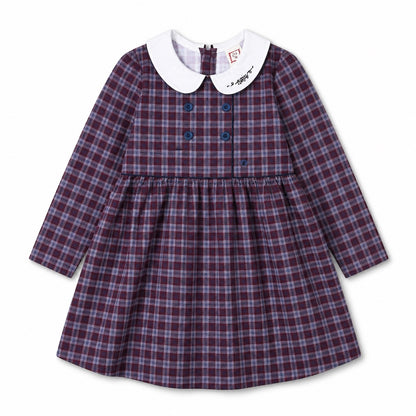 1984 Wine Plaid Wool Dress