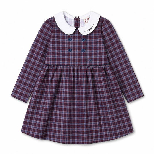 1984 Wine Plaid Wool Dress