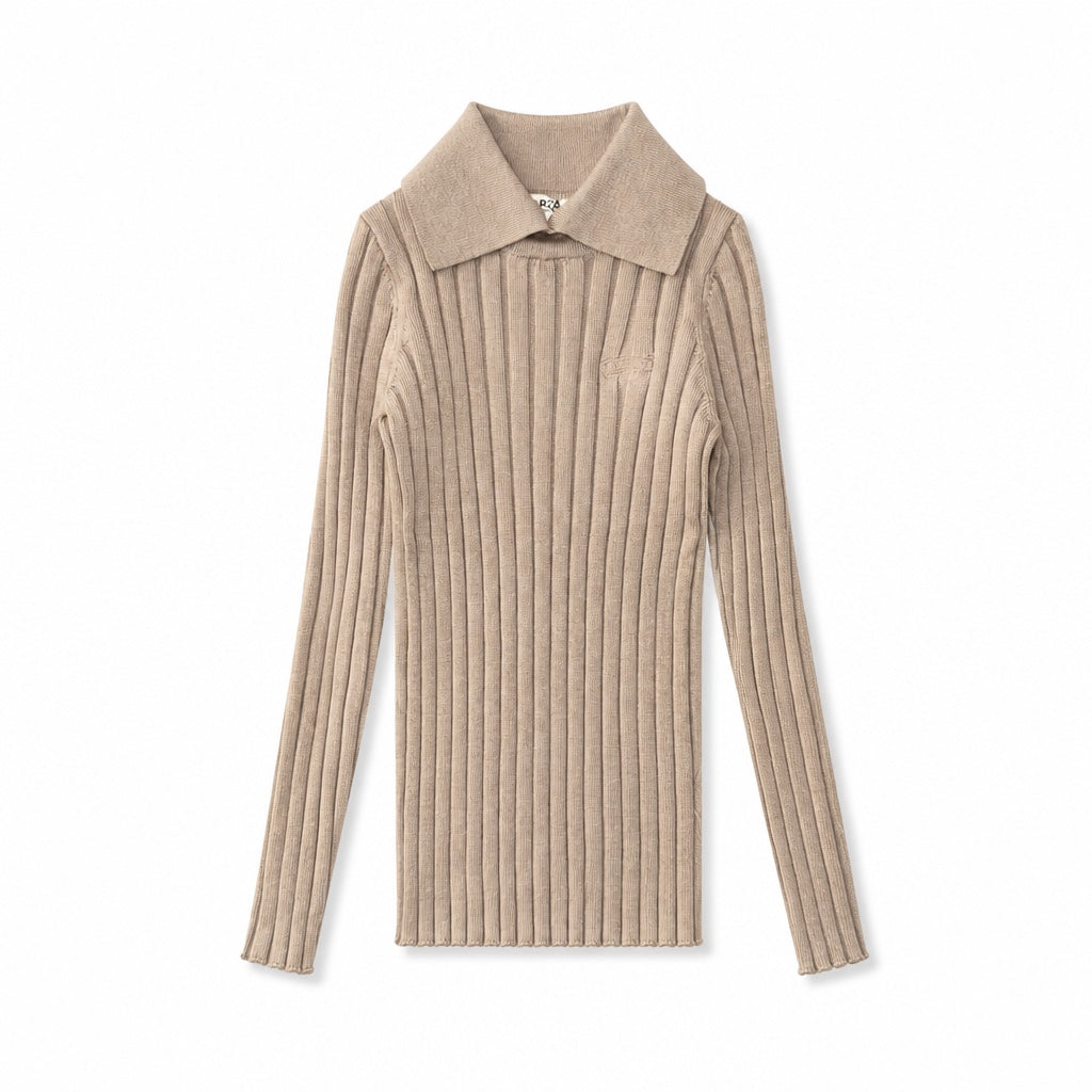 Arza Brown Ribbed Turtleneck Polo