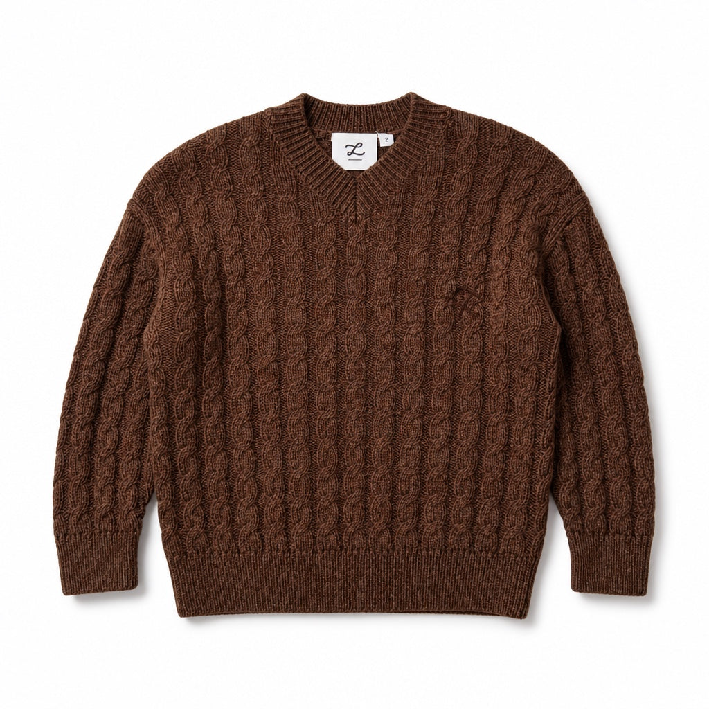 L by Ladida Brown Cable Knit Sweater