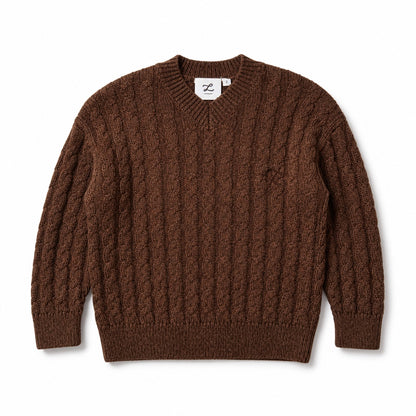 L by Ladida Brown Cable Knit Sweater