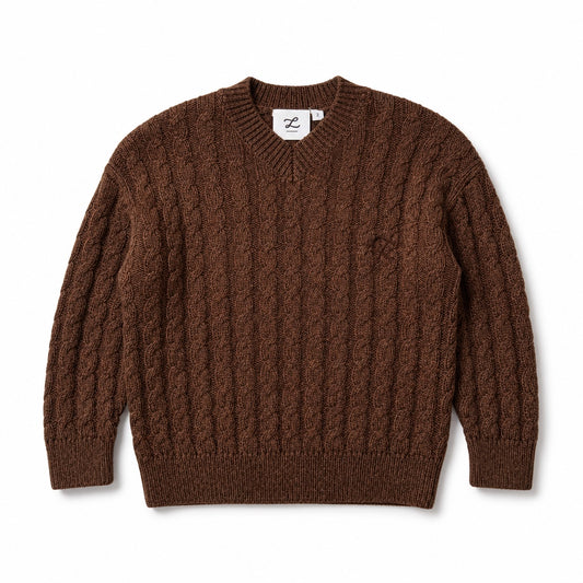 L by Ladida Brown Cable Knit Sweater