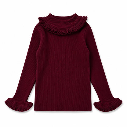 1984 Wine Knit Fringe Turtleneck