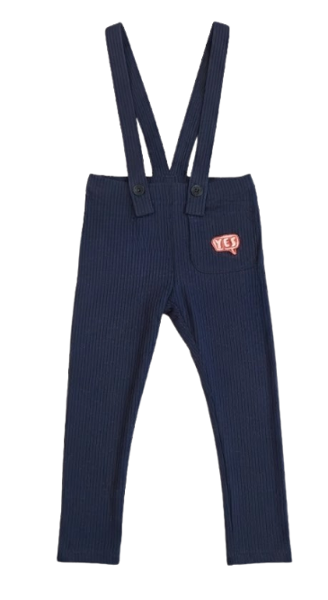 1984 Navy Ribbed Suspender Leggings