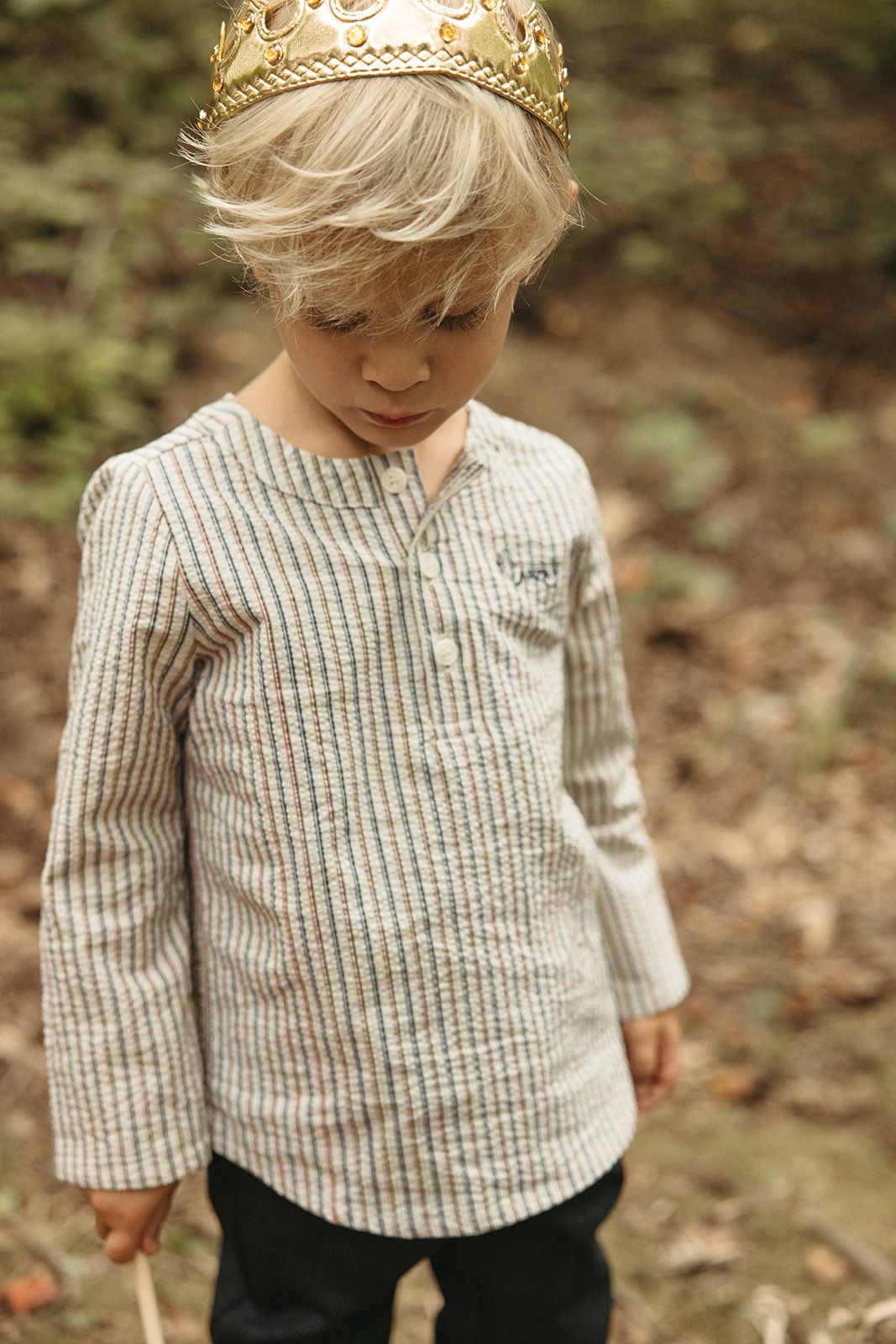 Arza Taupe Seersucker Stripe Tunic