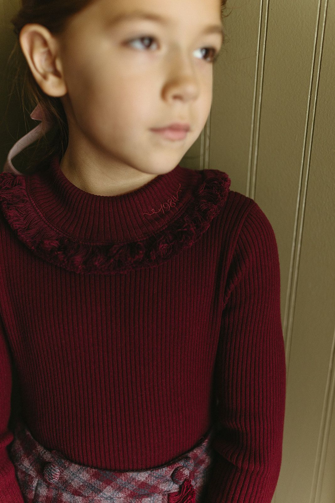1984 Wine Knit Fringe Turtleneck