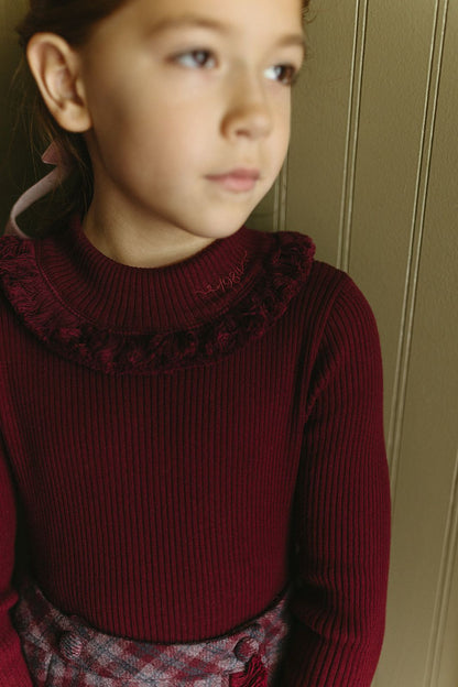1984 Wine Knit Fringe Turtleneck