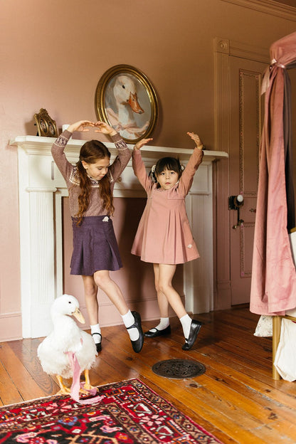 1984 Mauve Velvet Pleated Dress