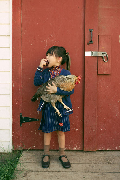 1984 Striped Denim Pleated Skirt