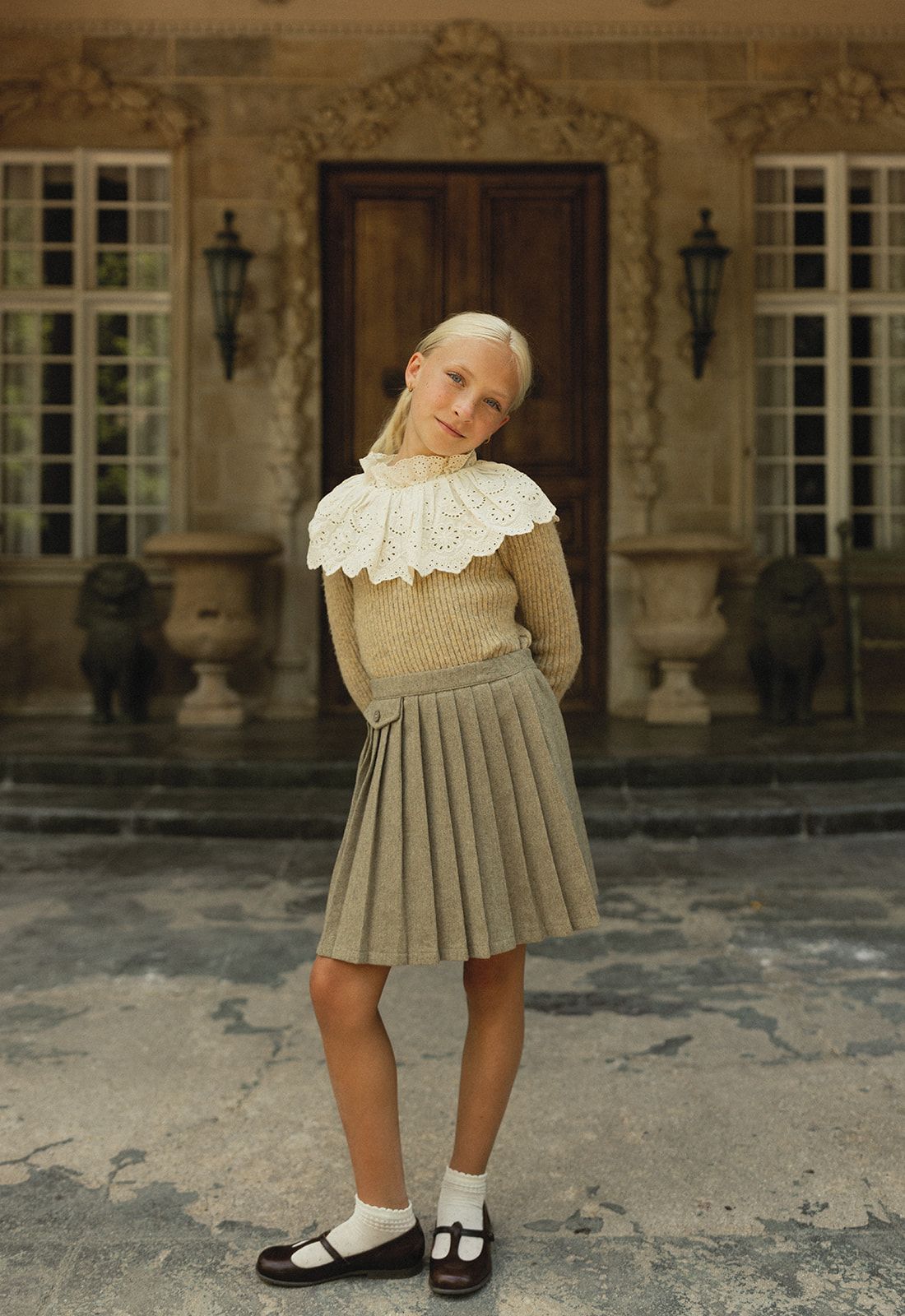 L by Ladida Taupe Knit Eyelet Sweater