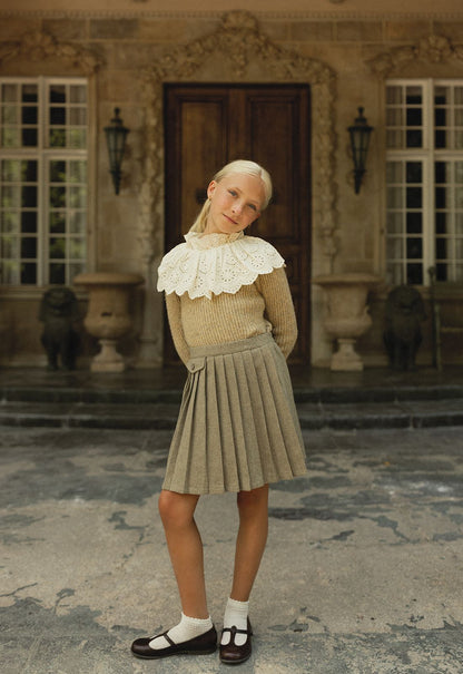 L by Ladida Taupe Knit Eyelet Sweater