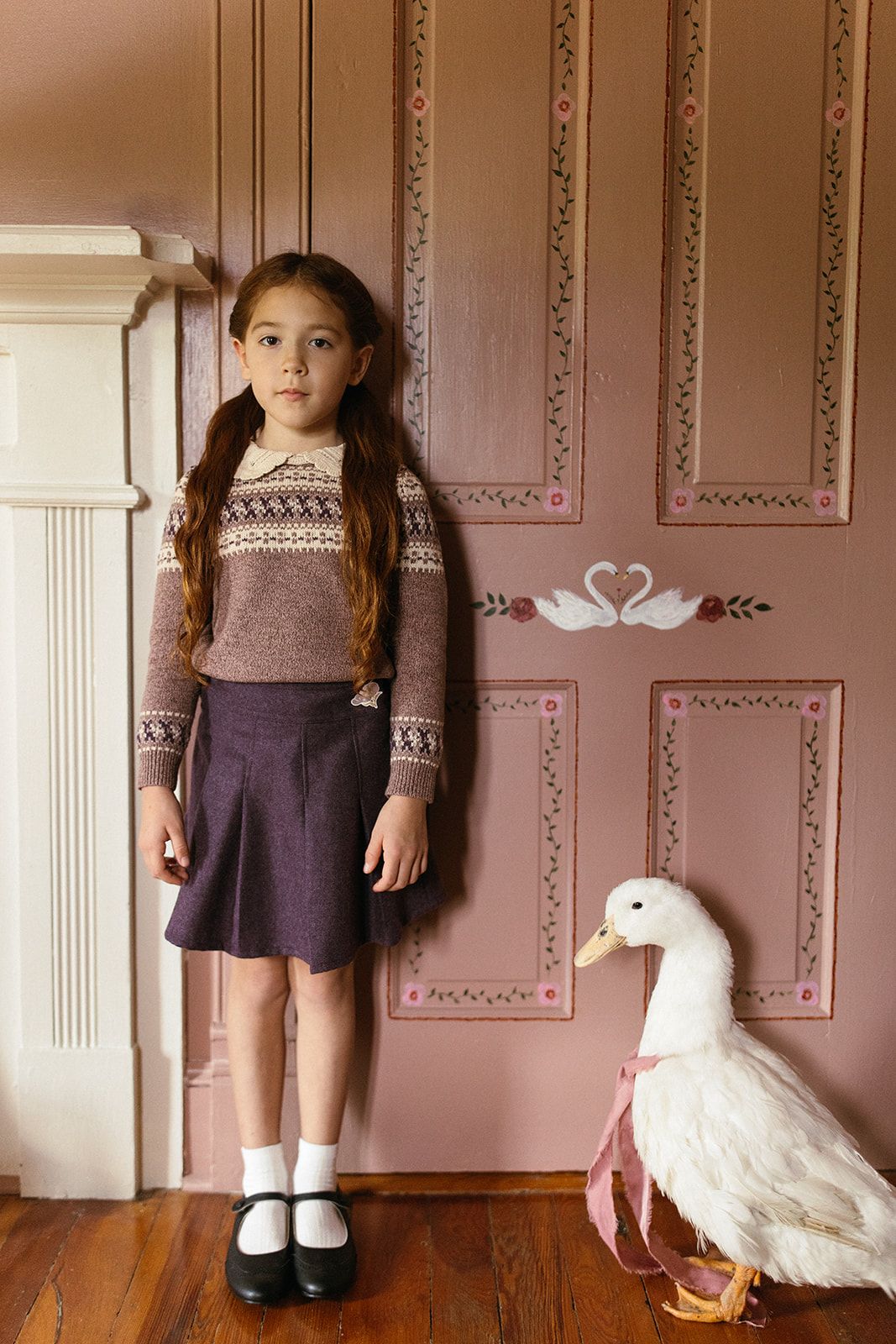 1984 Mauve Collared Fairisle Sweater
