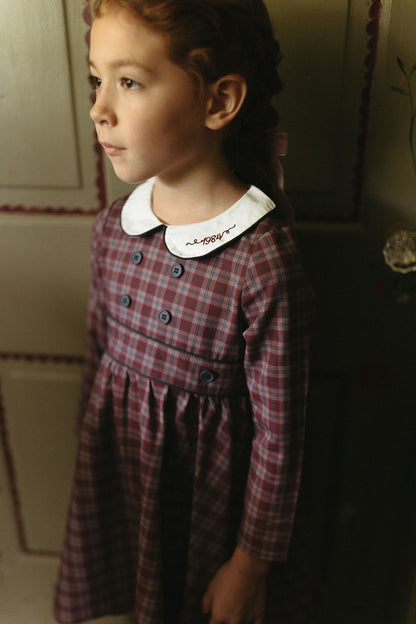 1984 Wine Plaid Wool Dress