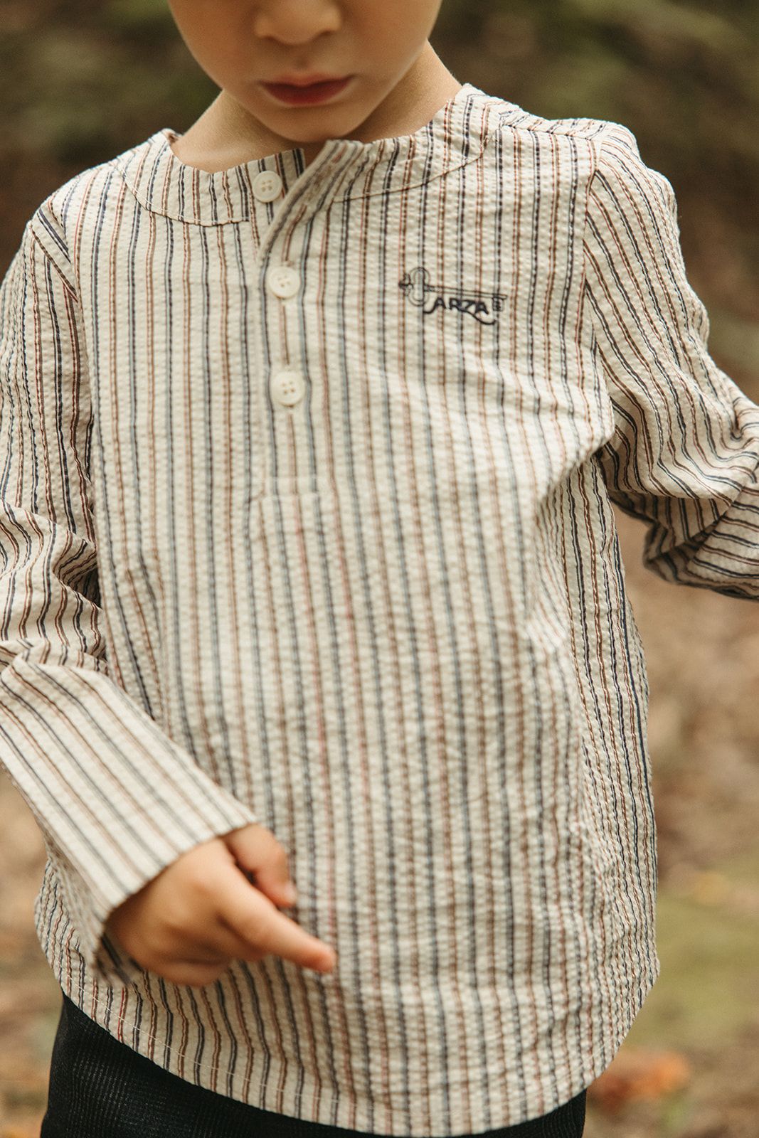 Arza Taupe Seersucker Stripe Tunic