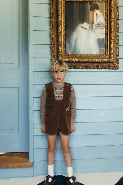 1984 Brown Velvet Pocket Romper