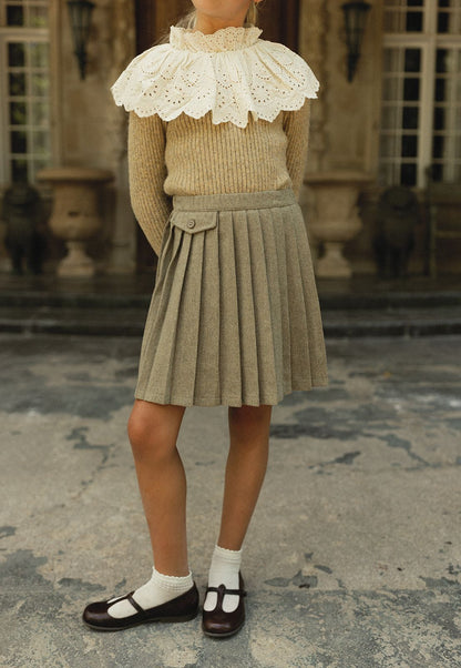 L by Ladida Brown Wool Pleated Skirt